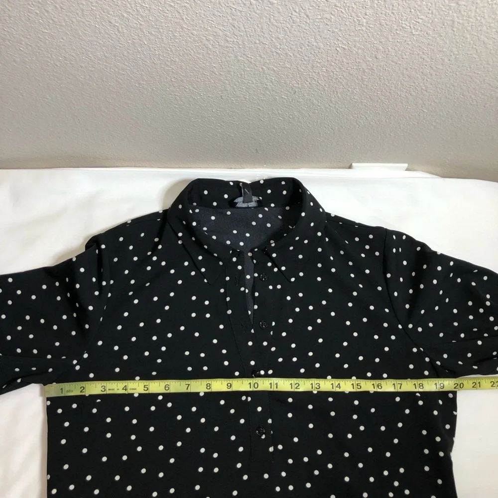 The Limited Black Ivory Polka Dot  Belted Collar Shirtdress ‎ MP